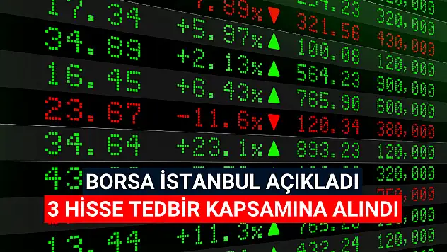 Borsa İstanbul 3 hisseyi tedbir kapsamına aldı!